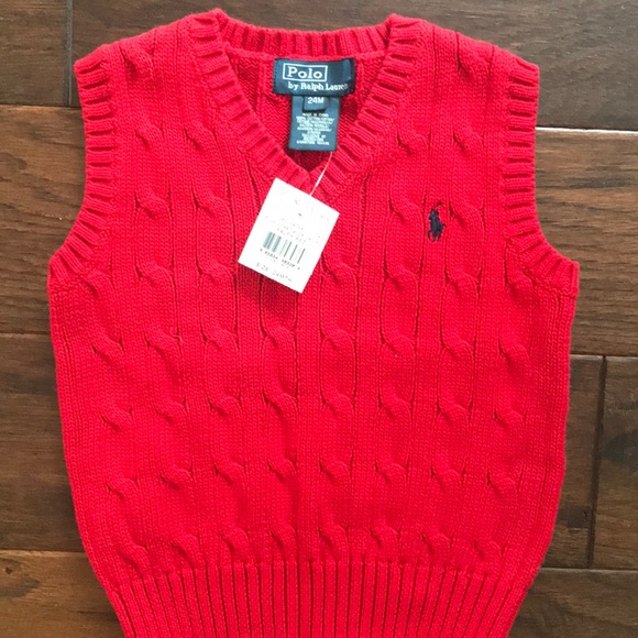 Ralph Lauren Other - New Ralph Lauren cable knit vest in red, 24M